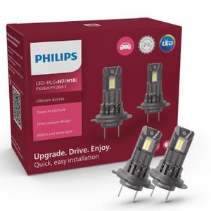 AMPOULE - LED Ampoules LED H7/H18 pour éclairage avant Philips Ultinon Access, LED à installation directe, 6 000 k, lot de 2