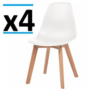 CHAISE Ensemble de 4 chaises en plastique Blanc avec pied