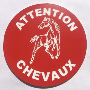 plaque gravée ATTENTION  CHEVAUX Format 98 X 200 mm 