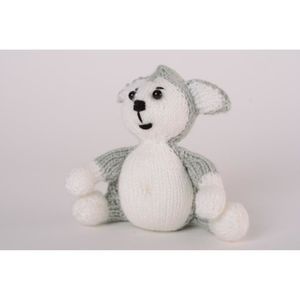 Jouet Mou Tricoté Aux Aiguilles Petit Chien Mignon Gris Et