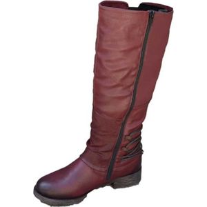 Bottes cuir noir à lanière et fermoir acier - Bottes cavalières femme