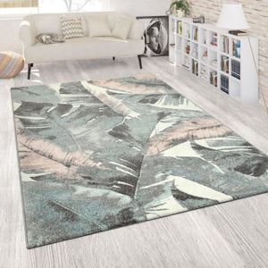 maison tapis salon moderne abordable motif feuilles de palmier brun beige vert bleu tapis moquettes