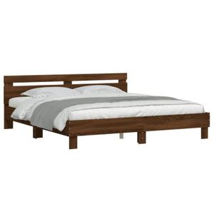 STRUCTURE DE LIT ABB Pwshymi - Cadre de lit avec tête de lit chêne 