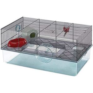 CAGE Ferplast Favola Cage Plastique Robuste et Métal, 2 Étages, Accessoires Inclus pour Hamsters, Maisonnette pour Petits Rongeurs, 6202