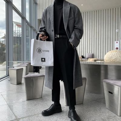 Manteau caban Manteau d hiver Long en laine pour homme chaud mode decontractee epais Style coreen ample surdimens Gray B46319 Blanc Cdiscount Pret a Porter