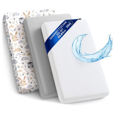 Lot de 3 draps housses TODAY Essential - 160 x 200 cm - 2 personnes - 100% Coton - Craie/ Acier