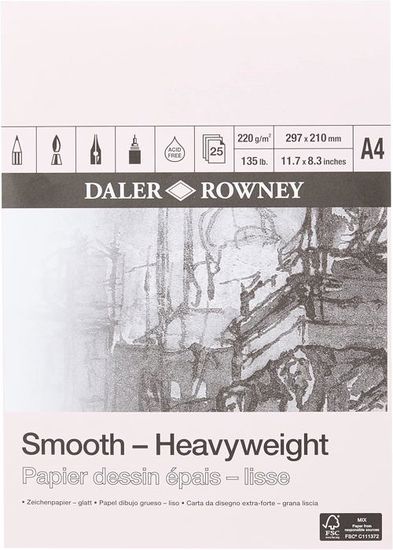 Bloc De Papel Acrílico Daler Rowney System 3 – A4, 230 G/m², 20 Hojas, Textura Lino, Sin ácido