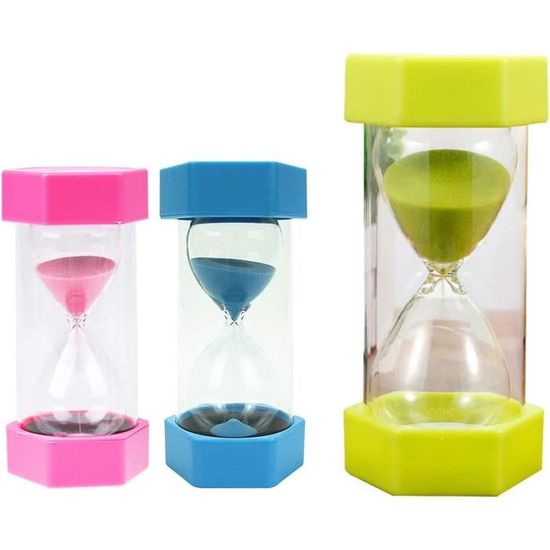 Sablier Coloré De 5 Minutes Avec Base Hexagonale En Verre