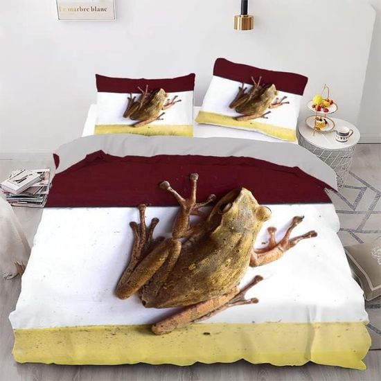 Housse De Couette 90X190 Grenouille Bruneensemble De Literie Pour Filles Garcon Ado Avec Fermeture Eclair Imprime Housse De u9556 Cdiscount Maison