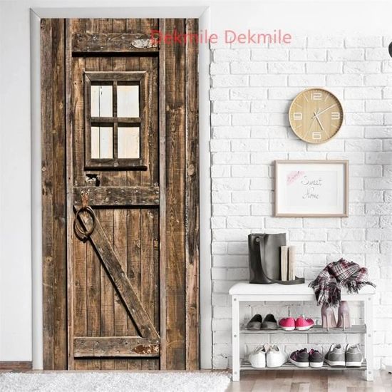Sticker De Porte 3D - Marron - PVC Imperméable - Décoration Intérieure