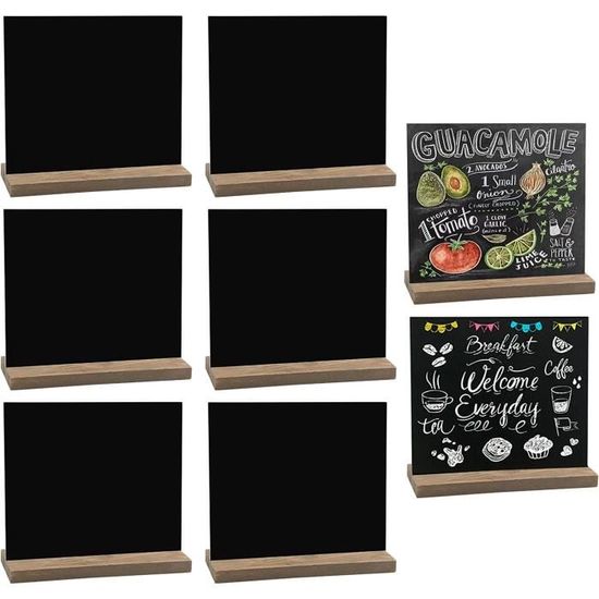 Mini Tableaux Noirs Pour Buffet Ou Mariage - Lot De 12 - 12x8,5 Cm - En Plastique PVC - Avec Stylos Et Chiffon