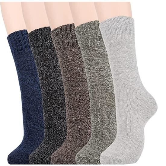 5 paires de chaussettes chaudes d'hiver pour femmes Grand cadeau