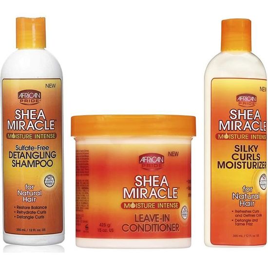 SHAMPOING African Pride - Lot de trois soins capillaires Shea Miracle - shampoing d&eacute;m&ecirc;lant 355 ml-apr&egrave;s-sham1478