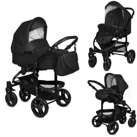 Poussette Trio 3 en 1 B W Noir Nouveau Design Landau poussette promenade siege auto Groupe 0 Avec ses accessoires Cdiscount Puericulture Eveil bebe