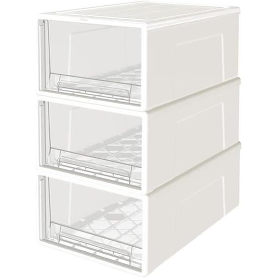 Readsky Lot De 3 Panier De Rangement Empilable En Plastique, Grand Paniers Empilable, Noir