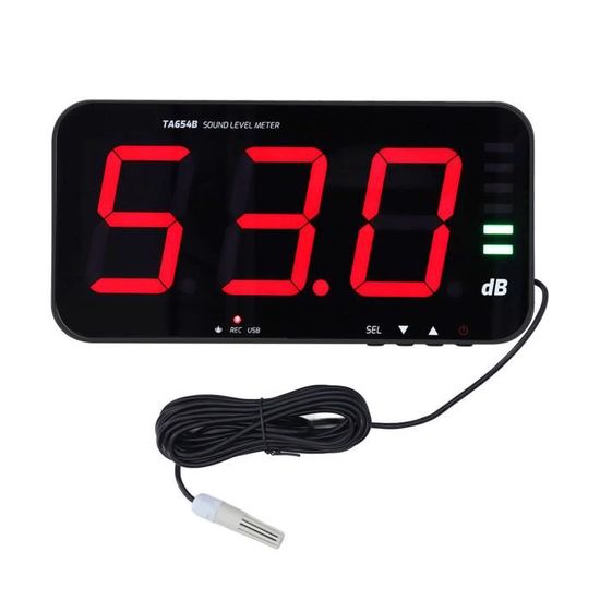 Lecteur Niveau Sonore Décibels Avec Thermomètre Hygromètre LED - Moniteur Bruit Température Humidité Maison Bureau