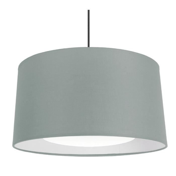 TOSEL Suspension 1 lumière - luminaire intérieur - tissu blanc - Style urbain - H80cm L35cm P35cm