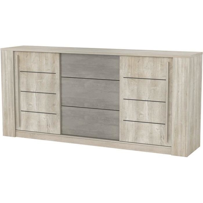 Antibes Enfilade Style Contemporain Melamine Decor Chene Champagne