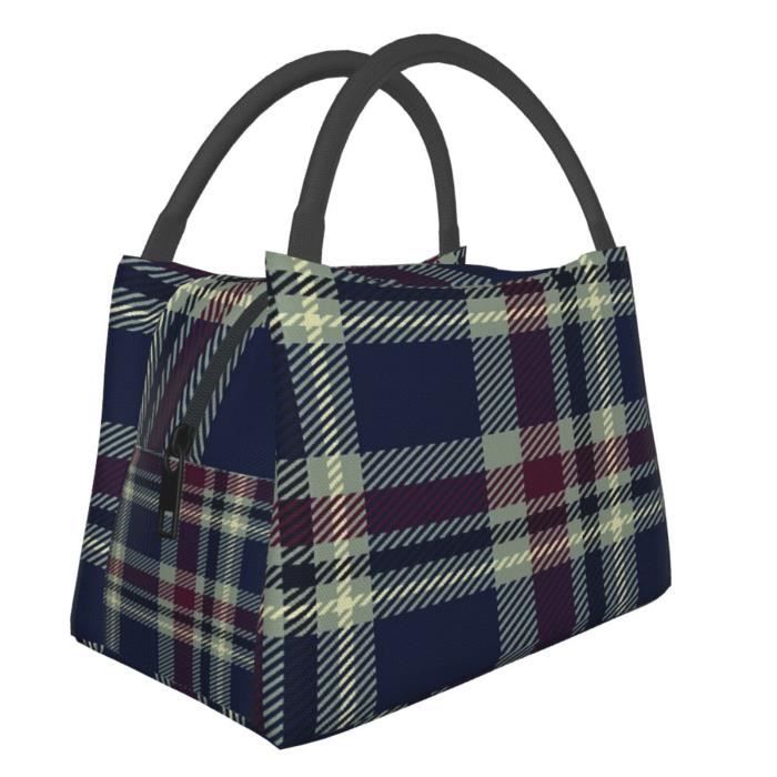 Sac à Lunch,Modèle sans couture à carreaux tartan Sac à Lunch Isotherme 18x 28x 16.5