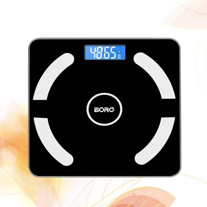 Balance électronique - intelligente Bluetooth appelée graisse corporelle appelée balance de pesée en santé humaine -Noir