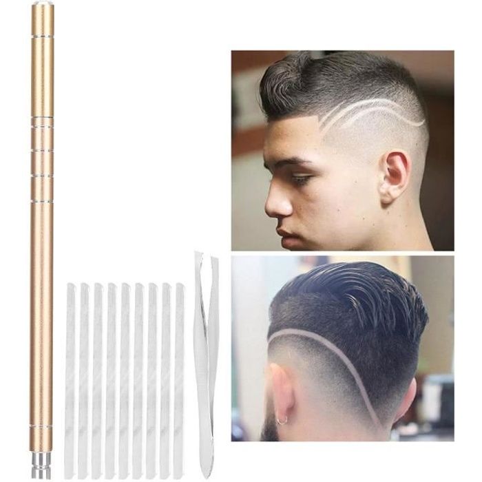 Kit de stylo gravure cheveux professionnel Tondeuse à barbe à sourcils en acier inoxydable (or)-RAC