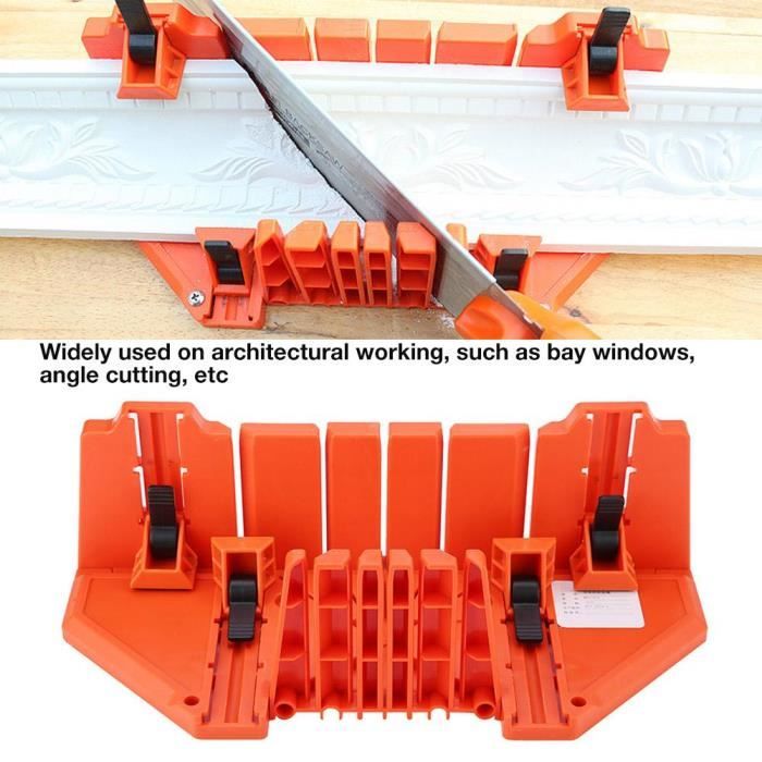 HWA Boîte à onglets de serrage 35,6 cm en plastique pour scie à la main, scie à main, outil de coupe du bois avec pince