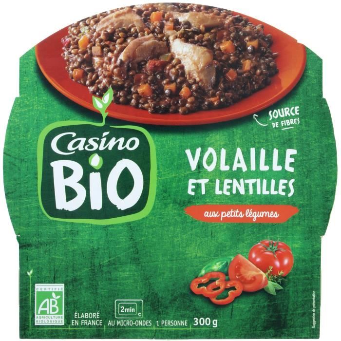 CASINO Poulet et Lentilles Bio - 300G