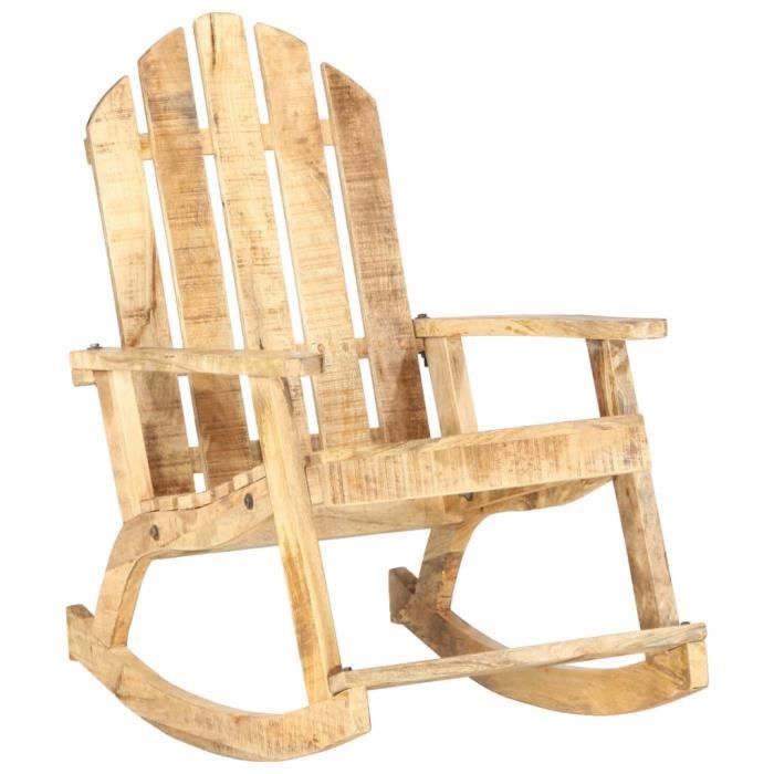 MAD-9408Chaise à bascule de jardin Bois de manguier solide Fauteuil Relax GrandConfort-Fauteuil de Relaxation & Massage Fauteuil TV