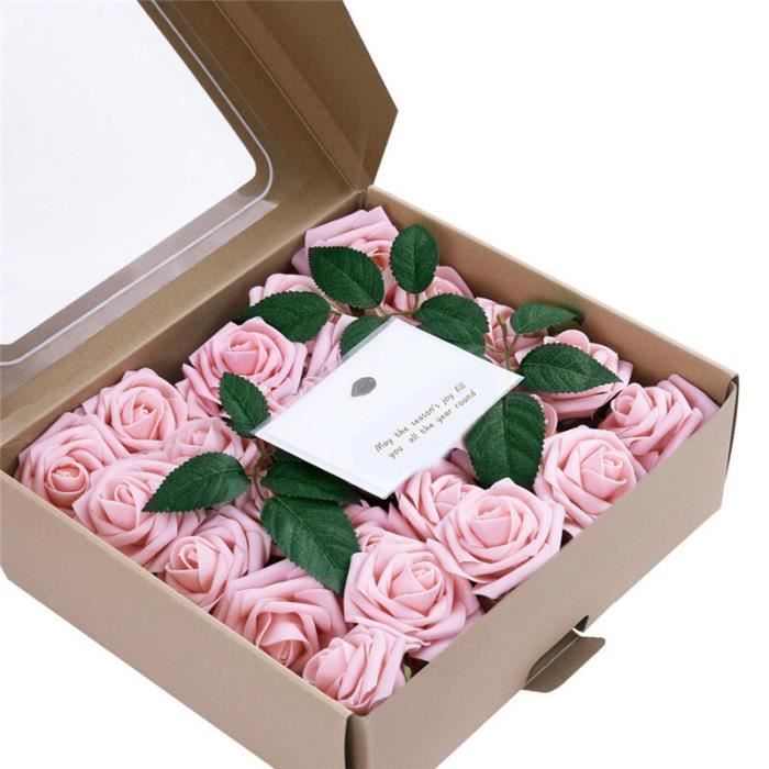 Fleurs artificielles soie corail Roses 50 pcs à la recherche réelle faux Roses pour bricol BU7821
