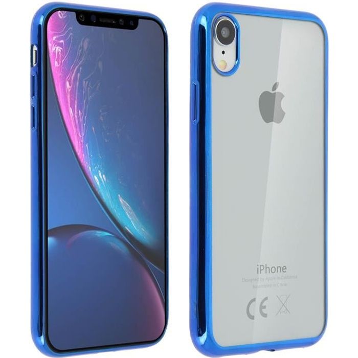 Coque iPhone XR Protection Silicone Gel transparent contour - Bleu