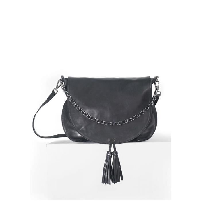 IKKS - Sac bandoulière à rabat The Plumber camel (bk95029) noir02 taille 26 cm