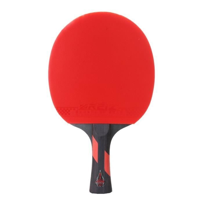REIZ 5 Stars Raquette de tennis de table Ping Pong Paddle Match Training Raquette, rouge et noir, courte