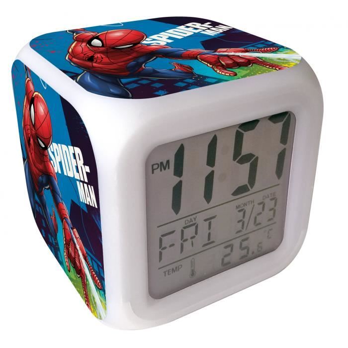 Marvel réveil Spider-Man digital led junior 8 cm blanc