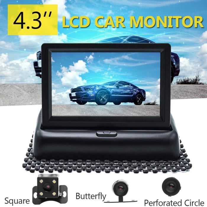 WINKSOAR Kit 4.3″ Caméra Recul Écran LCD Moniteur Vue Arriere Pliable Sans Fils Auto Round