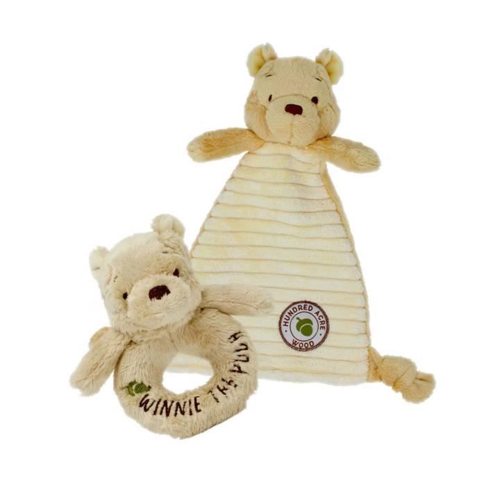 Rainbow Design - Coffret de naissance doudou plat et anneau hochet Winnie
