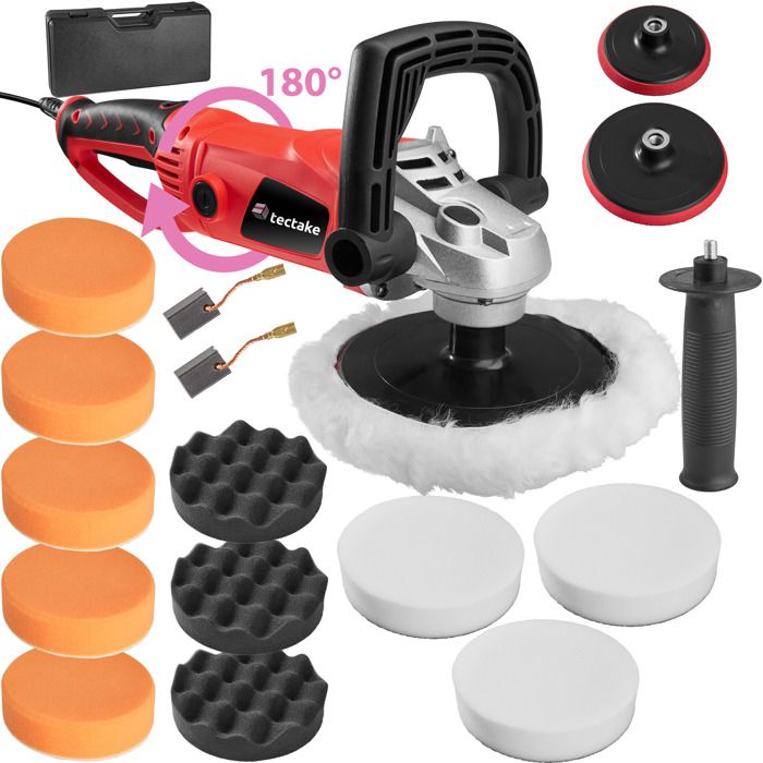 TECTAKE Polisseuse Rotative de 600 à 3000 tours par minute et Set 7 Accessoires