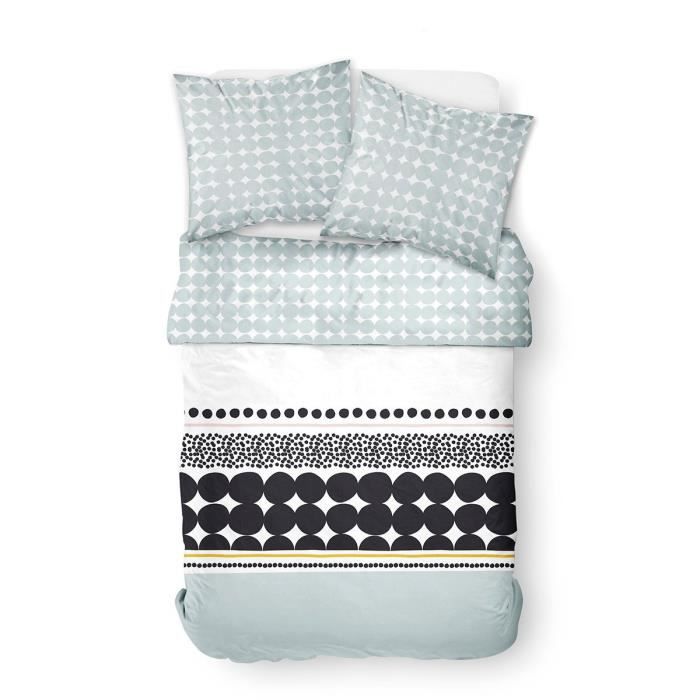 Housse de couette 220x240 Bunbury + 2 taies 100% coton 57 fils Vert