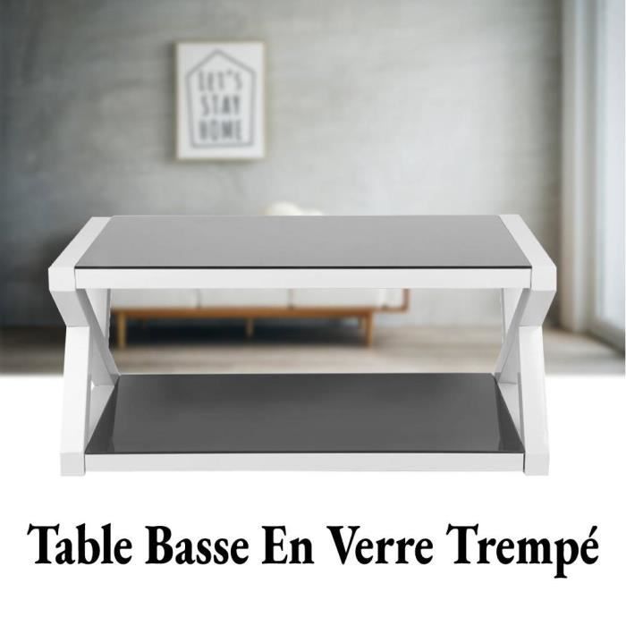 Table Basse Table de Salon en Verre trempé 99.5x50x44cm Noir - PAL14