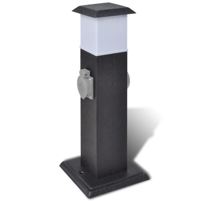 Borne jardin électrique 2 prises avec Lampe