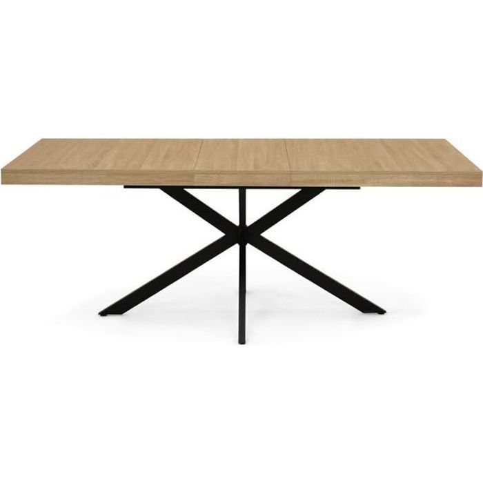 table à manger extensible bois et noir 160-200 cm 6-10 personnes design