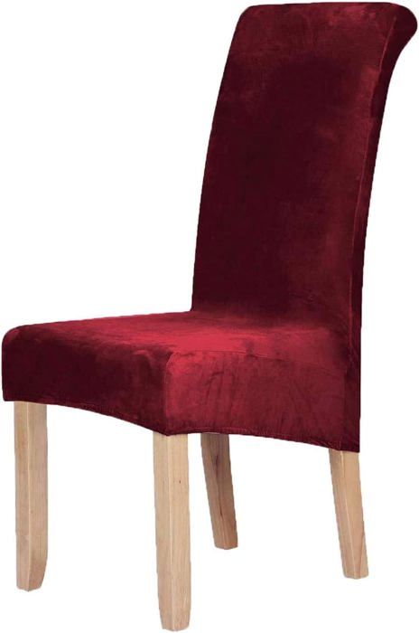Housses de chaise extensibles en velours pour salle à manger - Lot de 4