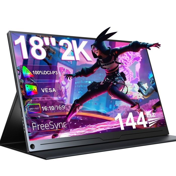 UPERFECT Moniteur de jeu portable 18 pouces 2560*1600 2K 144HZ 100% DCI-P3 vitesse de réponse de 5 ms compatible VESA