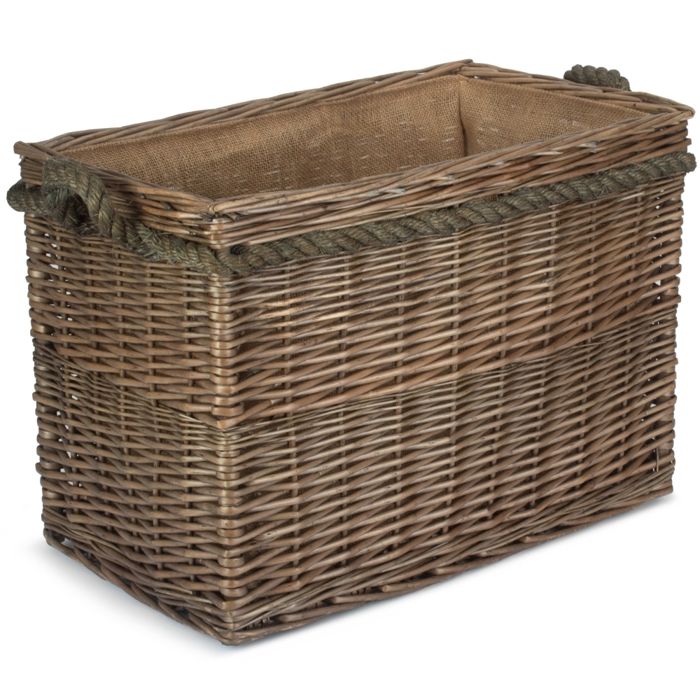 Panier à bûches rectangulaire en osier buff au meilleur prix - Panier à bûches