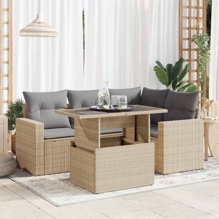 Vidaxl Salon de jardin Résine tressée 5 pièces - vue 3