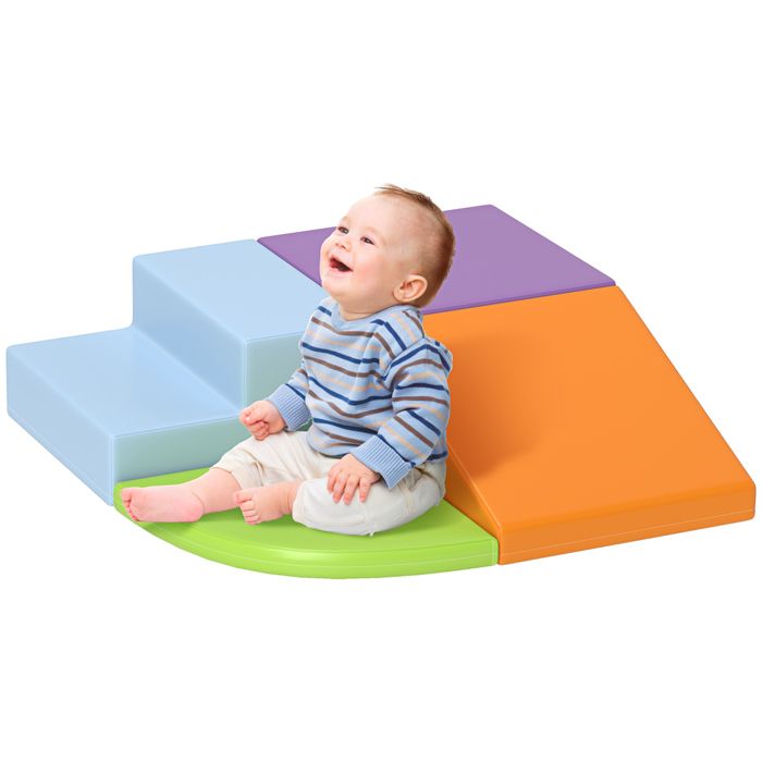 Blocs de construction en mousse - HOMCOM - polyuréthane - 45 x 45 x 25 cm - vert orange clair violet clair bleu clair
