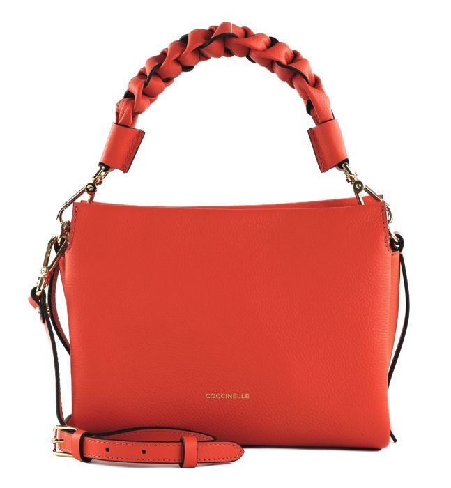Sac Bandoulière Coccinelle En Cuir Framboise - Dimensions 27x20x2 Cm, Sangle Réglable, Fermeture éclair