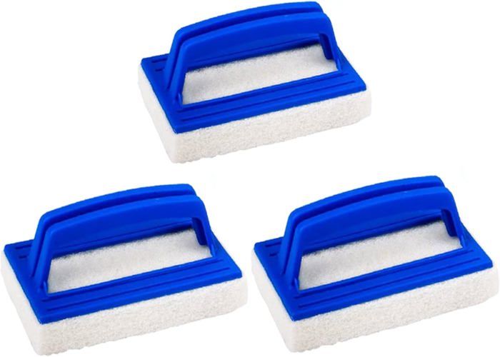 Brosses éponge Piscine 3 Pièces - 14,5x8,5x6 Cm - Poignée Ergonomique - Pour Murs, Carrelage, Baignoire - Facile à Nettoyer - 12