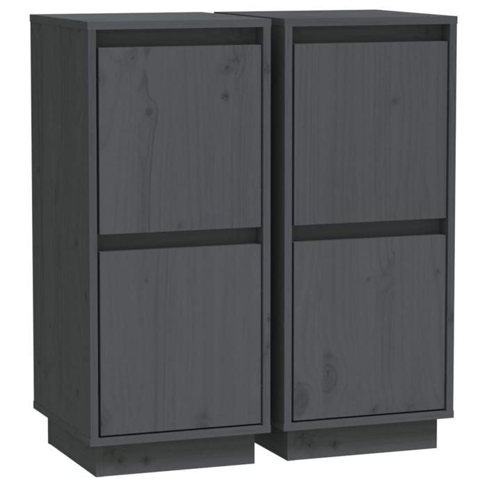 “SALE 2025”Commode Lot de 2 Buffets bas salon - Classique - Gris 31 5x34x75 cm - Bois massif de pin chill432585