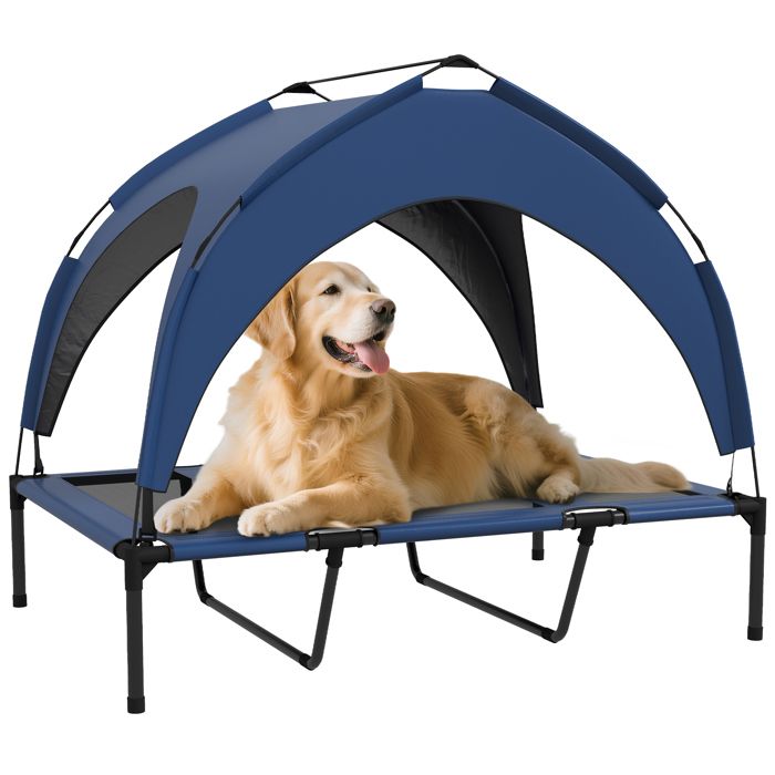Lit Surélevé Pour Chien – Dimensions 106 X 76 X 94 Cm – Textilène Aéré, Velum Imperméable – Supporte 20 Kg – Avec Sac De Transport