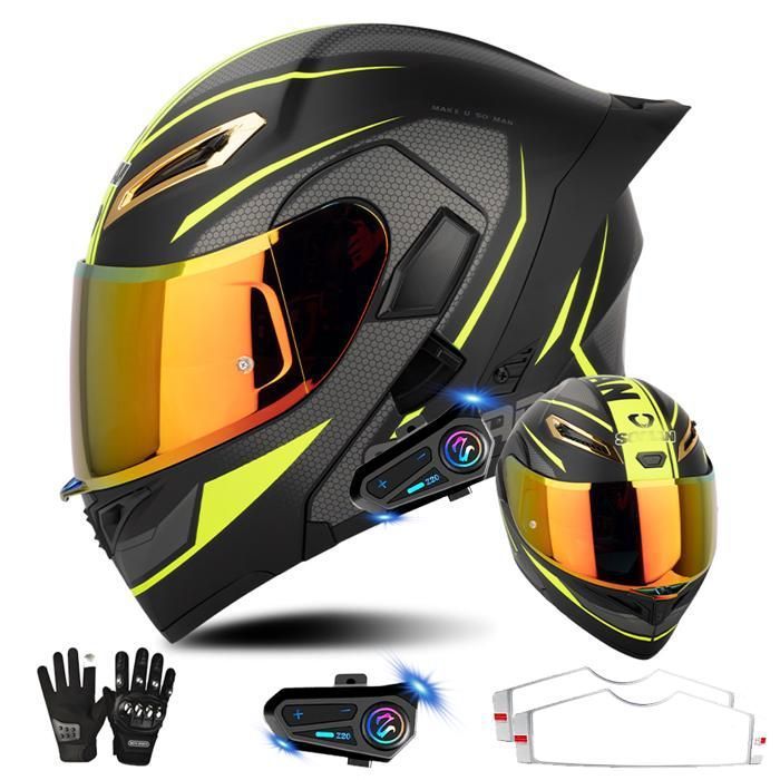 Casque Moto Modulable Bluetooth Intégré - Double Visière, Certification ECE/DOT, Pour Scooter Et Moto